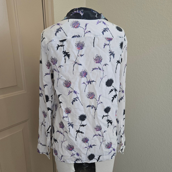 Kenzo Paris / dandelion print silk flutter sleeve Floral button up EU 38 US 6 - Picture 8 of 9